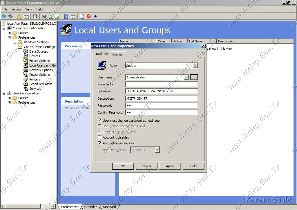 GPO ile Local Admin Şifresi Değiştirme